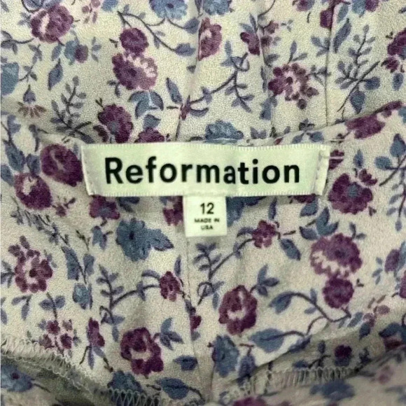 Reformation Crimini Purple Floral Front Slit Midi Slip Dress Size 12 - Picture 6 of 12